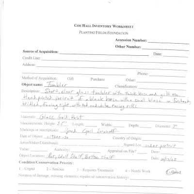 previous inventory worksheet (no accession #)