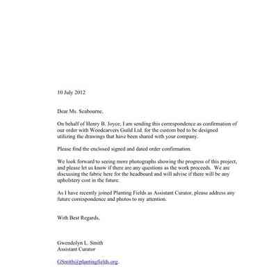 2012 letter to Wood Carver's Guild