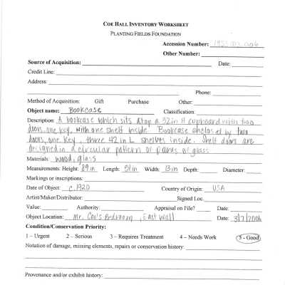 previous inventory worksheet