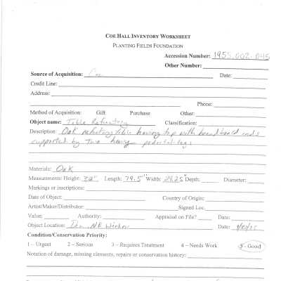 previous inventory worksheet