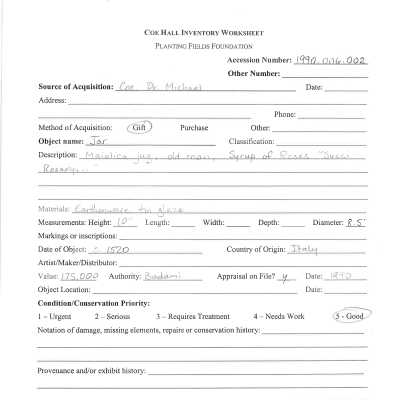 previous inventory worksheet