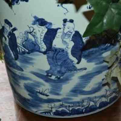Planter, Blue and White