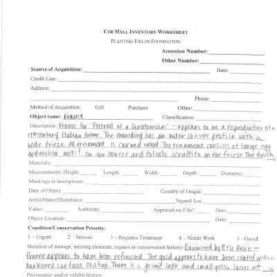 previous inventory worksheet (no accession #)