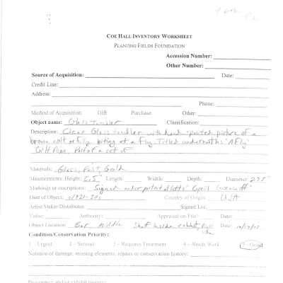 previous inventory worksheet (no accession #)