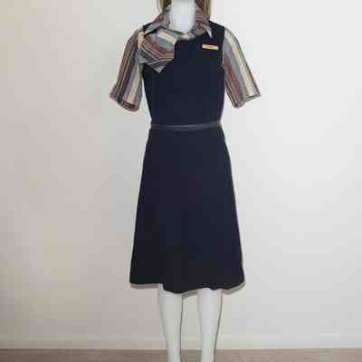Flight Attendant Chocolate Striped Shirt Uniform
