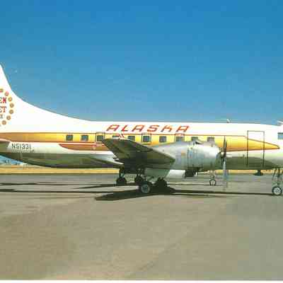 Postcard: Alaska Airways Convair "Golden Nugget Service"