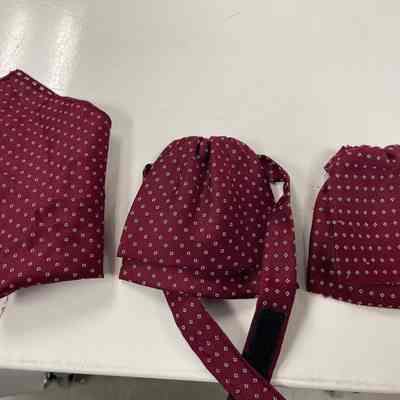 Pocket square, burgundy rosette, ascot tie