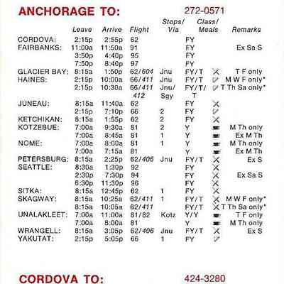 Alaska Airlines System Timetable: Effective September 15, 1973