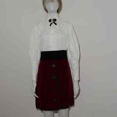 Flight Attendant Red Velvet Short Skirt