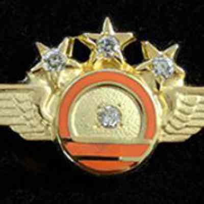 Horizon Air 40-year Service Pin - Gold Wings with three diamonds set in the stars and one diamond in the center