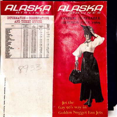 Alaska Airlines System Timetable Summer-Fall 1969 PDF FIle: Jet into the Gay 90s way in Golden Nugget Fan Jets