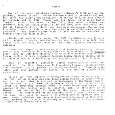 Thomas Galvin, gardener article