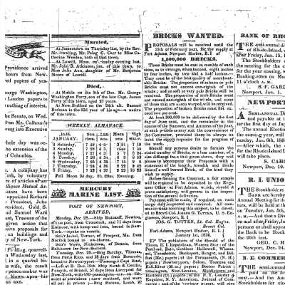 1836 Newport Mercury "Bricks Wanted"