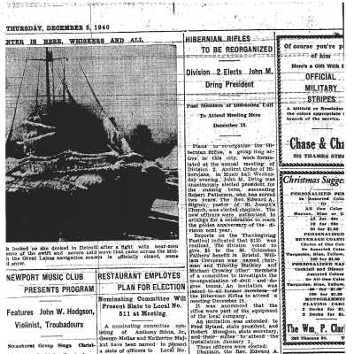 "Hibernian Rifles to be Reorganized" December 5, 1940