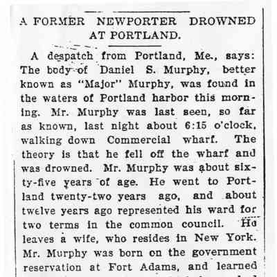 1897 Newport Mercury 11-17-1897 Obit. of Daniel S. Murphy