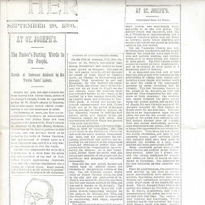At St. Joseph's: The Pastor's Parting Words to His People HER September 28, 1896