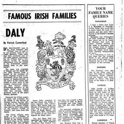 Twenty six articles on Irish family names, each one page