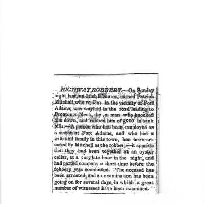 1829 Newport Mercury "Highway Robbery"