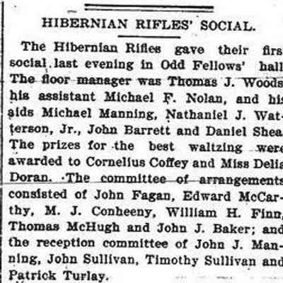 Hibernian Rifles' Social April 22, 1897
