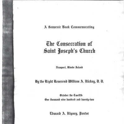 A Souvenir Book Commemorating The Consecration of St. Joseph's Church 1922