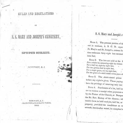 1855 Rules and Regulations: St. Mary and St. Joseph's Cemetery
