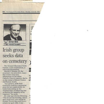 Irish Group Seeks Data on Cemetery 1997