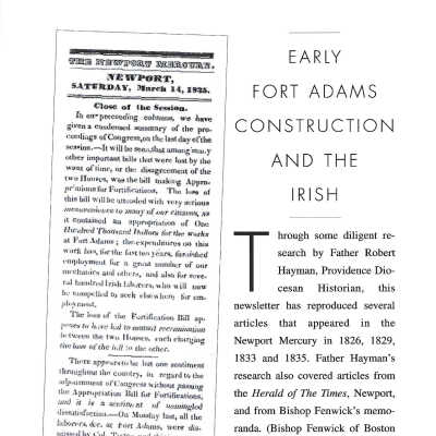 Early Fort Adams Construction and the Irish