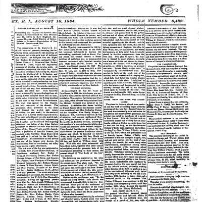 Consecration at St. Mary's August 16, 1884