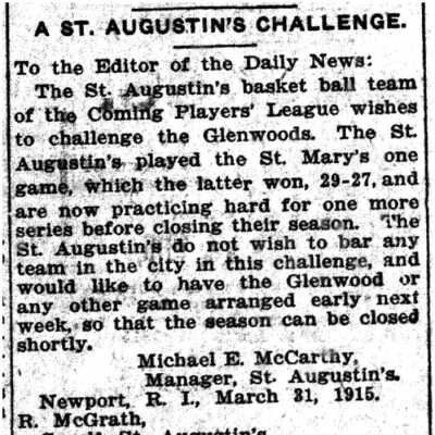 St. Augustine's Challenge March 31, 1915