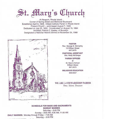 St. Mary's Mass Pamphlet March 15, 1998