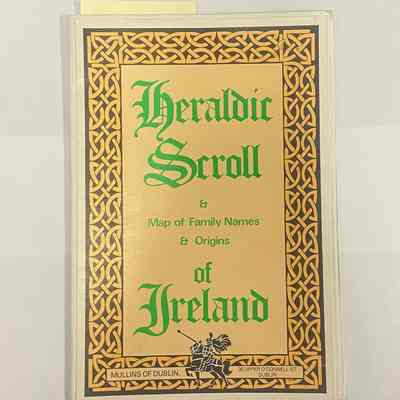 "Heraldic Scroll and Map of Family Names and Origins of Ireland"