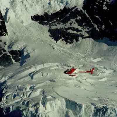 Helicopter over Antarctica