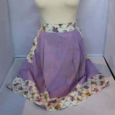 Purple floral waist apron
