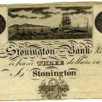 Three Dollar Stonington Bank note