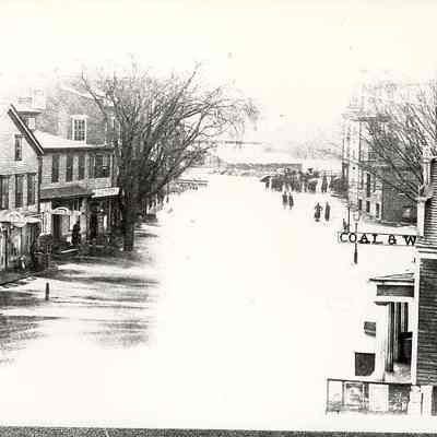 Either New London CT or Westerly RI with storefronts during flood
