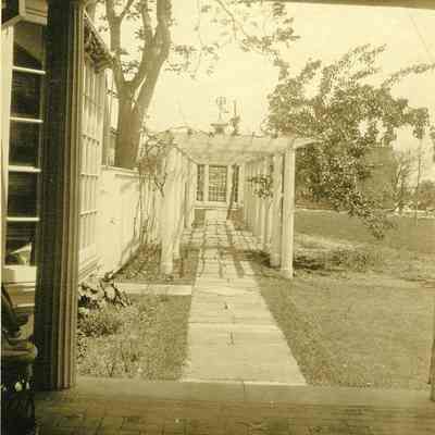 Looking towards covered walkway without vegetation at "The Hill"