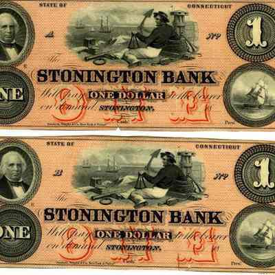 One Dollar Stonington Bank notes
