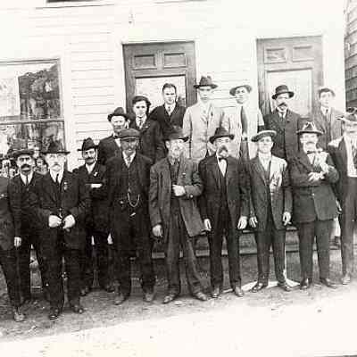 Group of men outside store. Cornelius Crandall's?, Stonington CT