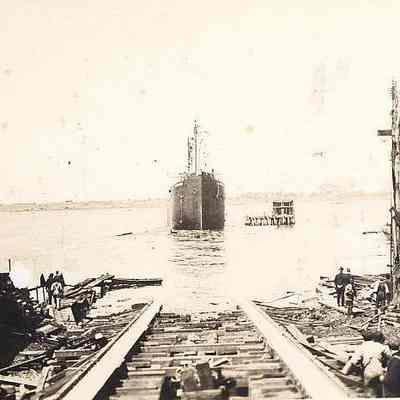 Steamer Lansing, after launching, Stonington CT