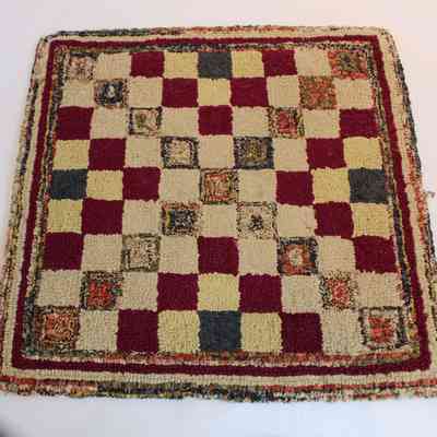 Checker Board Hooked Rug