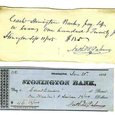 4 checks or chits signed by Nathaniel B. Palmer
