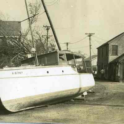 Motor boat washed ashore