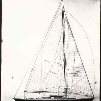 Photo of drawing for "Stout Fella" 33 Sloop