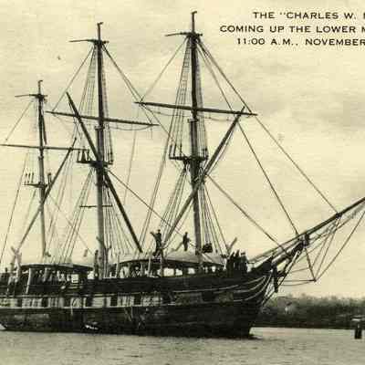 The CHARLES W. MORGAN coming up the lower Mystic River, 11:00a.m. Movember 8th, 1841