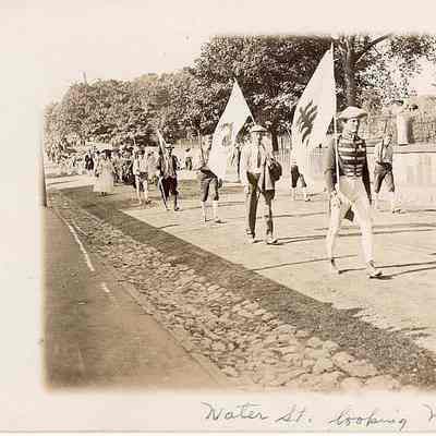 Standard bearers and sailors in Parade, Water Street, Stonington CT