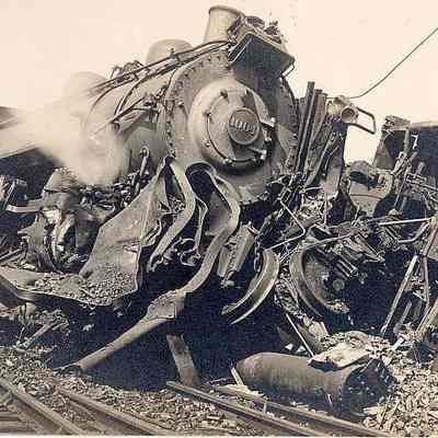 Train wreck showing locomotive, Stonington CT