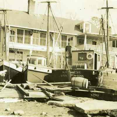 Fishing boats washed ashore on Water Street