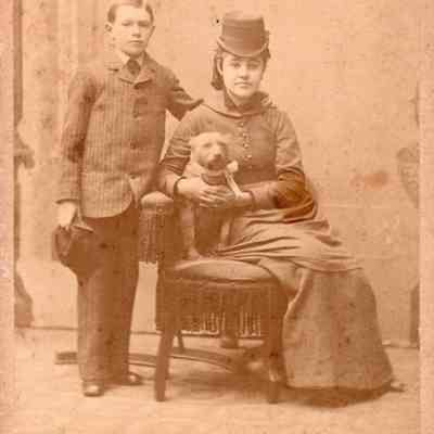 Portrait of Woman and Boy with Dog Adelaide Palmer and son