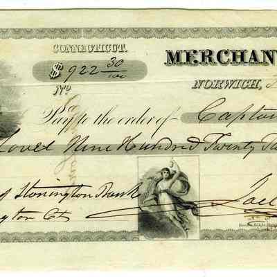 Merchants' Bank checks, Norwich CT