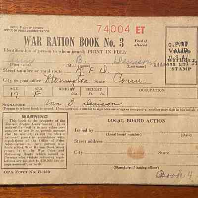 WWII Ration book, Ann B. Denison